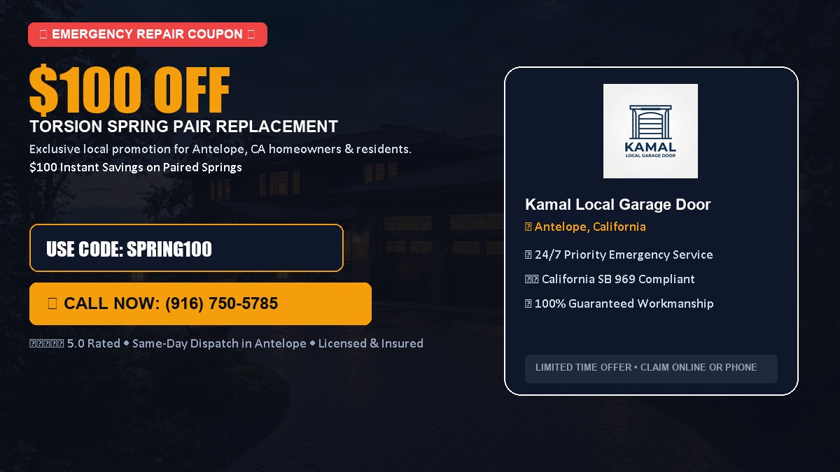 $100 OFF Heavy-Duty Torsion Spring Pair Replacement in Antelope, CA